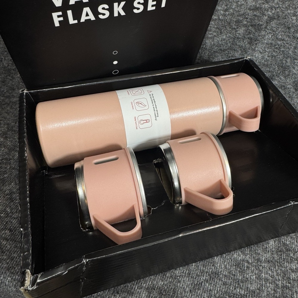 Vacuum Flask Set 3 Pink 500ml Insulated Bottles Hot Cold 12 Hour Gift Set